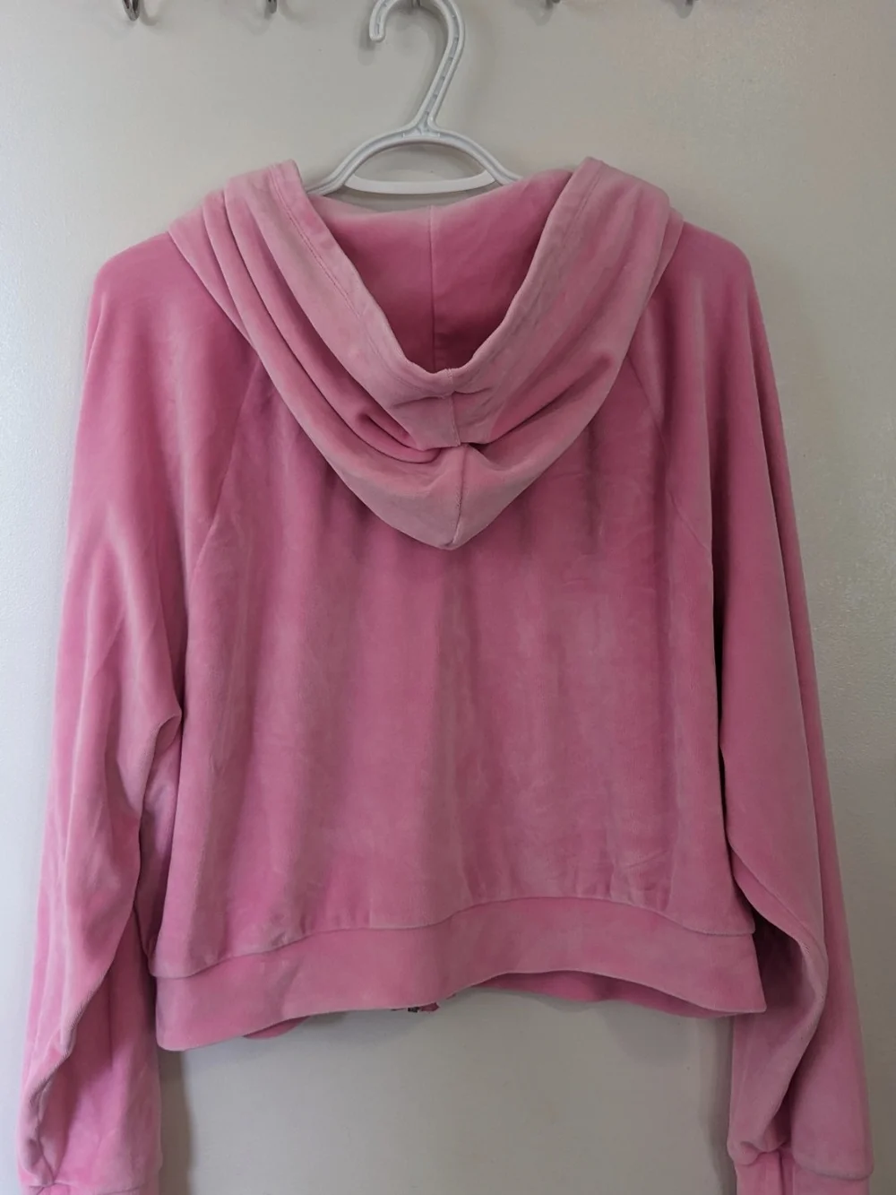 Large Victoria's Secret Pink Velour Zip Hoodie with Embroidered V - Picture 4 of 8